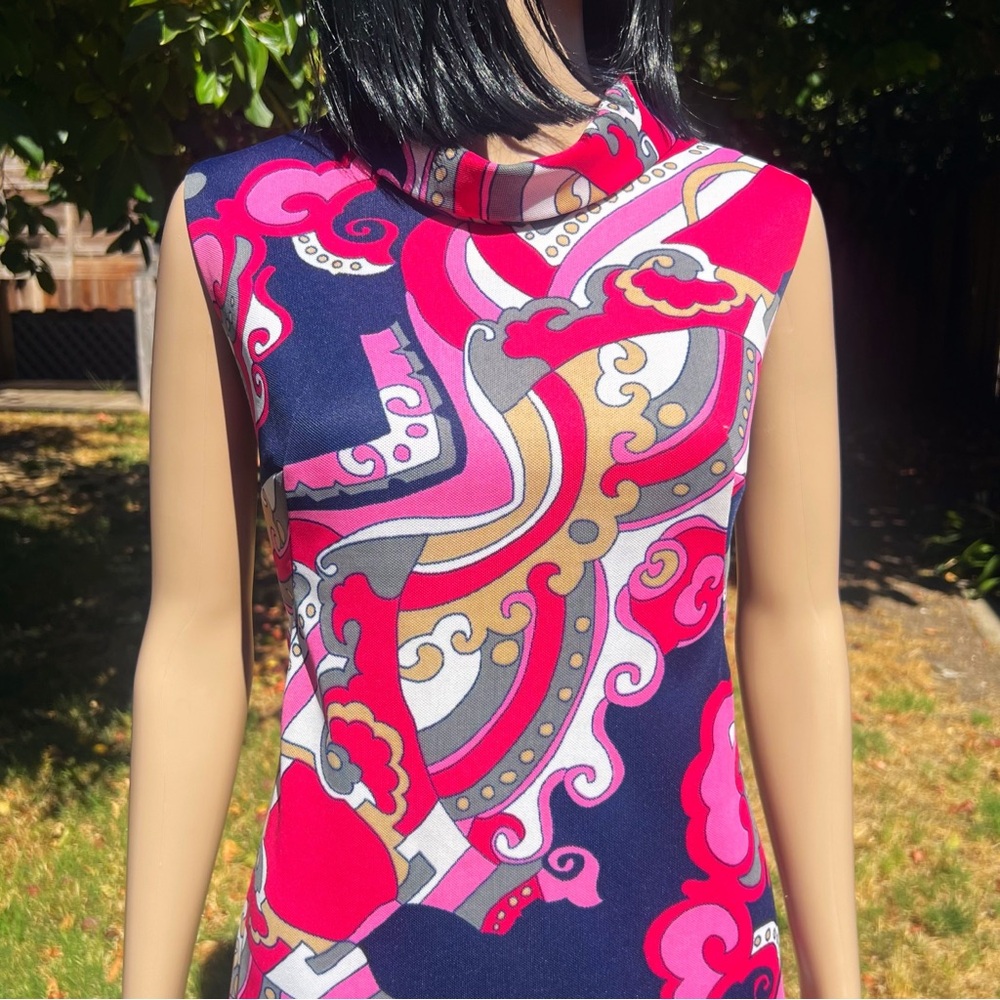 Late 1960s/Early 1970s European Made Psychedelic Butterfly Print Maxi Dress - Picture 4 of 8